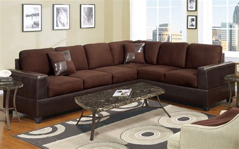 2 Piece Modern Large Microfiber And Faux Leather Sectional Sofa