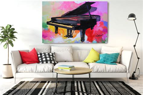 Colorful Piano Contemporary Piano Canvas Art Print Extra Large Piano