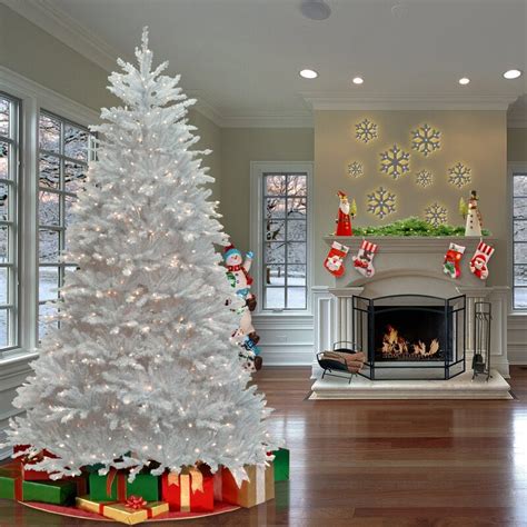 Mercury Row Dunhill Fir White Christmas Tree With White Lights