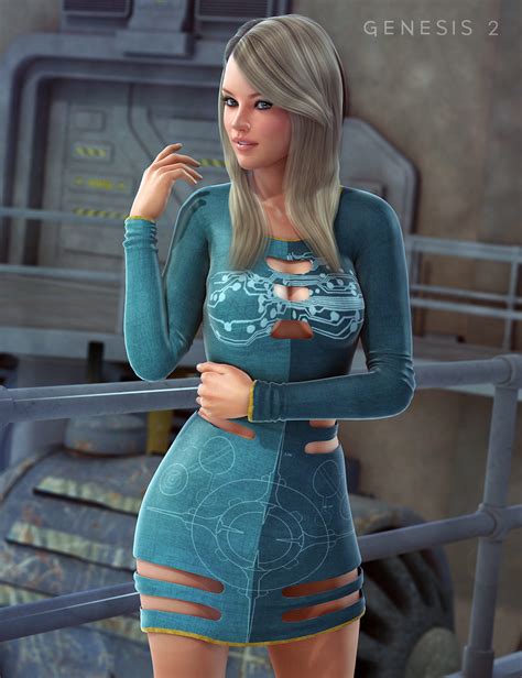 Sci Fi Slotted Dress For Genesis 2 Females Textures Daz 3d