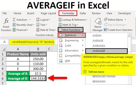 Excel Averageif