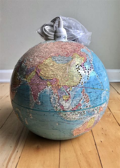 World Globe Map Pendant Lamp Light Lampshade Travel Nursery Etsy