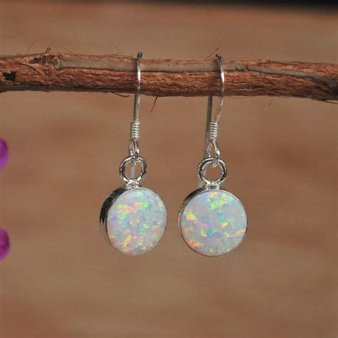 Opal Earrings White Opal Dangle Earrings Sterling Silver Etsy Opal