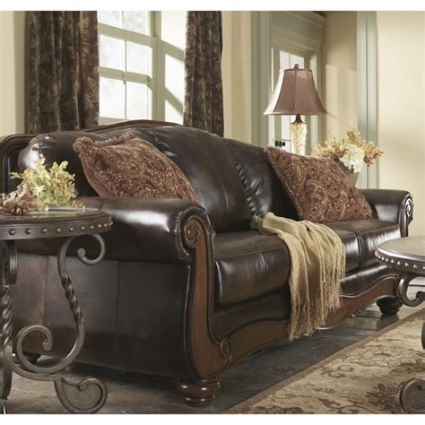 Ashley Barcelona Faux Leather Sofa In Antique 5530038