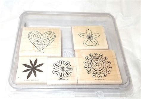 Stampin Up Polka Dot Punches Rubber Stamp Set Heart Florals
