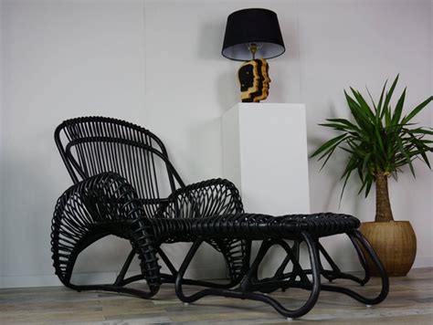 Black metal folding table and chairs set. Black Rattan Set of Armchair with Ottoman and Side Table ...