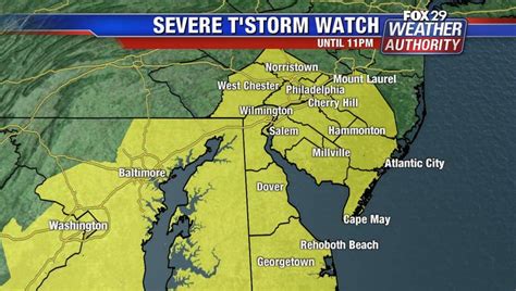 Severe Thunderstorm Watch Issued For Multiple Counties In Delaware Valley