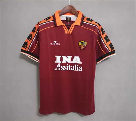 Rétro 19981999 As Roma Home Soccer Jersey Football Shirt Mens Etsy