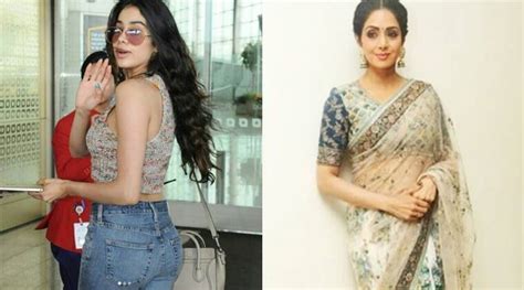 Sridevi Keeps It Classic In Floral Saris Daughter Jhanvi Kapoor Goes