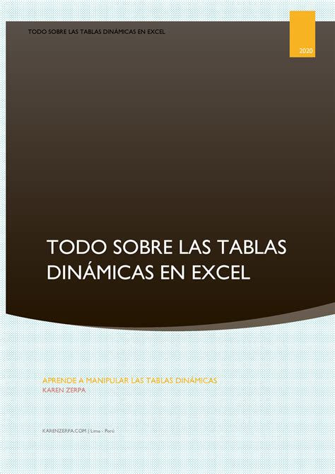 Ebook Tablas Dinámicas en Excel TODO SOBRE LAS TABLAS DINMICAS EN EXCEL TODO SOBRE LAS TABLAS