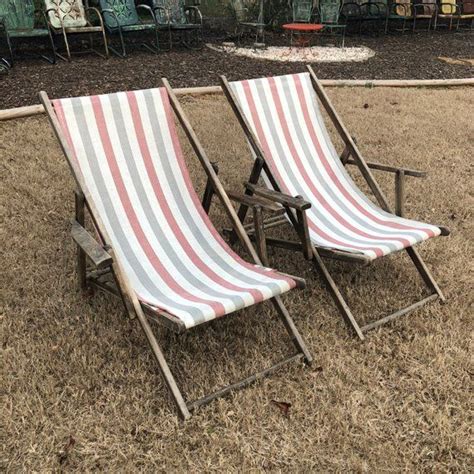 Who says you can't make a great concept even better? Pair of Vintage Striped Folding Patio Deck Chair, Beach ...