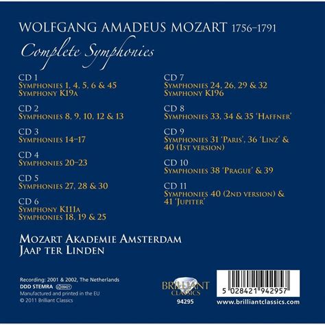 Complete Symphonies By Mozart Wolfgang Amadeus 1756 1791 Cd Box