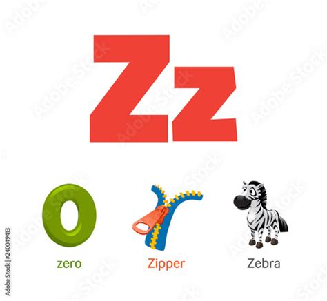 6 letter z words for kids ; Cute children ABC animal alphabet flashcard words with the letter Z for ...