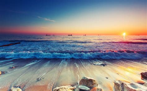Find the best 4k landscape wallpaper on getwallpapers. Sunset Sandy Beach Sparkling Waves Ultra Hd 4k Resolution ...
