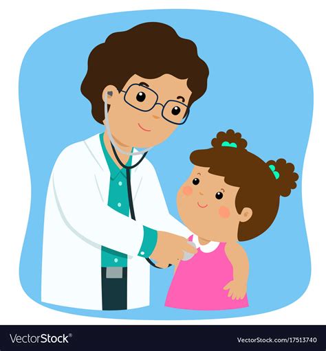 Xalittle Girl On Medical Check Up With Male Vector Image