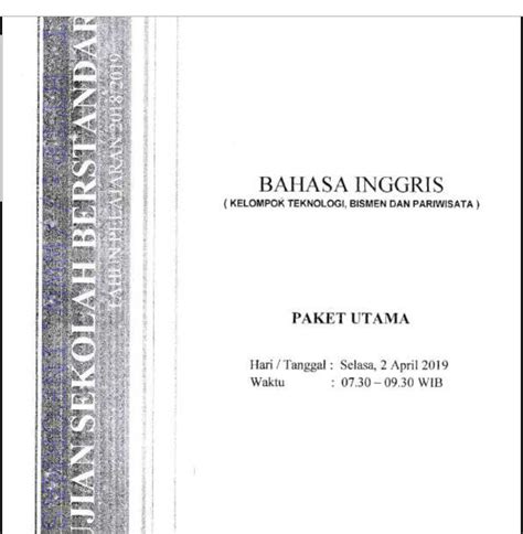 Berikut ini kunci jawaban soal latihan un unbk usbn sma yang bersumber dari soal ucun sma dki jakarta mata pelajaran matematika program studi (prodi) bahasa. Soal Dan Jawaban Usbn Bahasa Inggris Sma 2019 - Kumpulan ...