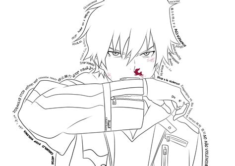 Rin Okumura Line Art By Xubeix On Deviantart