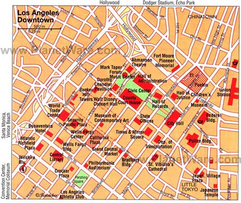 Los Angeles City Sightseeing Map Best Tourist Places In The World