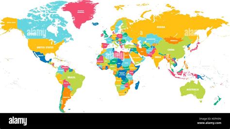 Colorful Hi Detailed Vector World Map Complete With All Countries Names