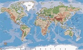 Mapamundis físicos para imprimir | Mapas del mundo físico de todo tipo