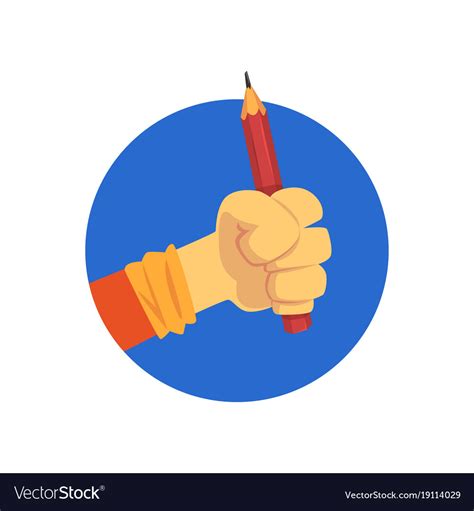 Hand Holding Pencil Cartoon Royalty Free Vector Image