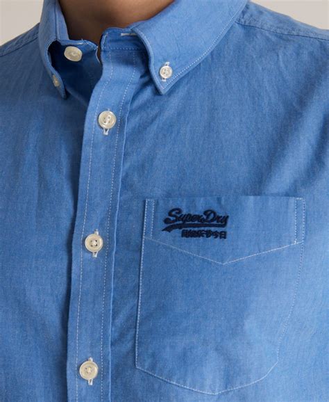 Mens New York Shirt In Vintage City Blue Chambray Superdry