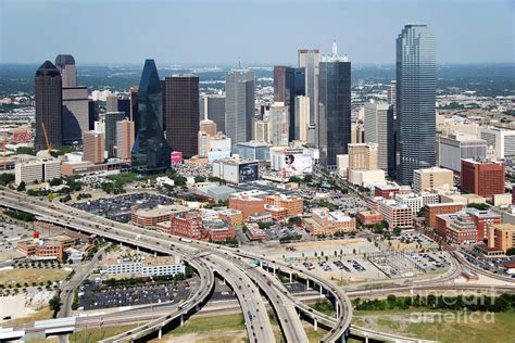 Aerial Of Downtown Dallas Skyline And West End Photograph By Bill Cobb