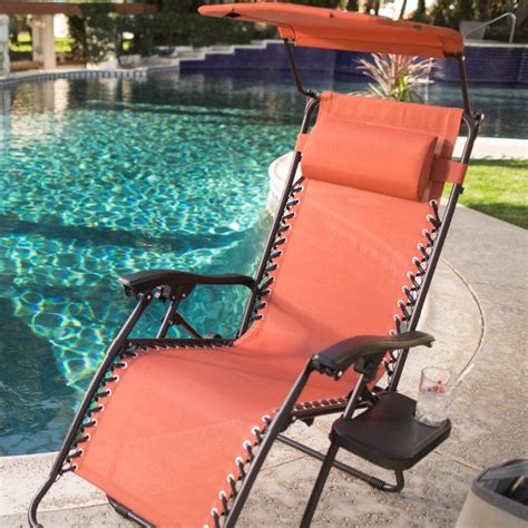 Coral Coast Zero Gravity Chair With Sunshade And Drink Tray Outdoor Chaise Lounges At