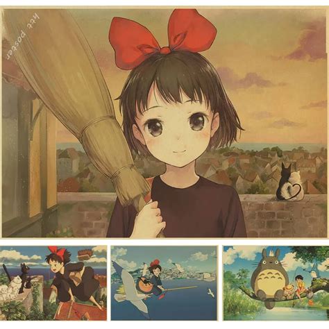 Vintage Cartoon Anime Hayao Miyazaki Totoro Spirited Away Poster Cafe