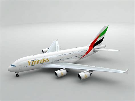Airbus A380 Airliner Emirates 3d Model Vr Ar Ready