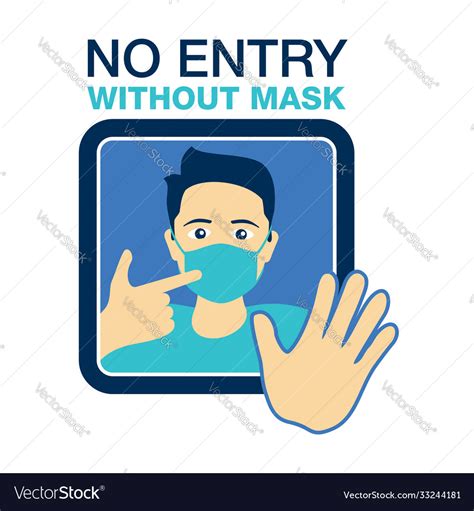No Entry Without Face Mask Prohibit Door Sticker Vector Image
