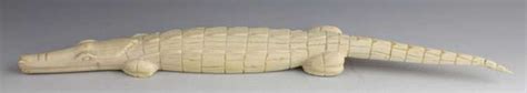 African Carved Ivory Crocodile