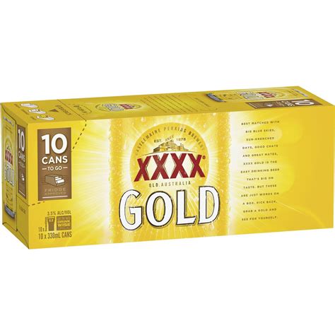 Xxxx Gold Mid Strength Lager Cans 330ml X 10 Pack Woolworths