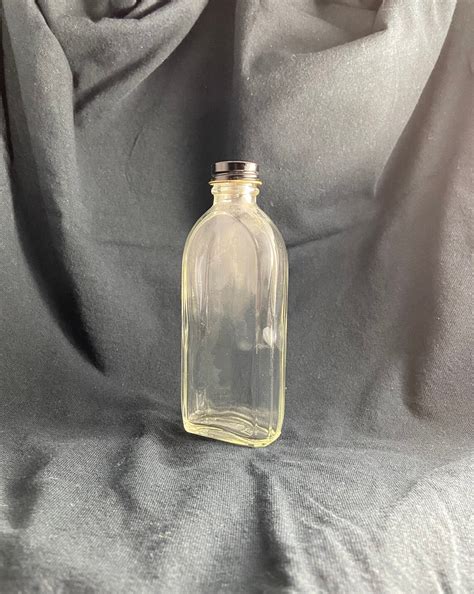 Vintage Hazel Atlas Glass Bottle With Lid Oz Clear Etsy