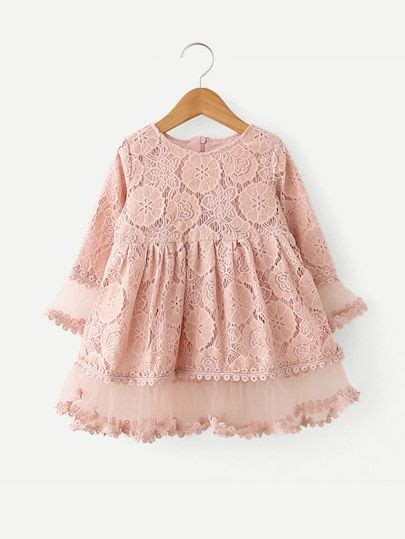 Shop Toddler Girls Lace Overlay Babydoll Dress Online Shein Offers