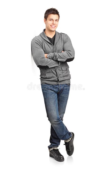 Happy Young Man Leaning Against Wall Stock Image Image 24011707