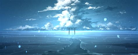1200x480 Resolution Cloudy Landscape Digital Anime Art 1200x480