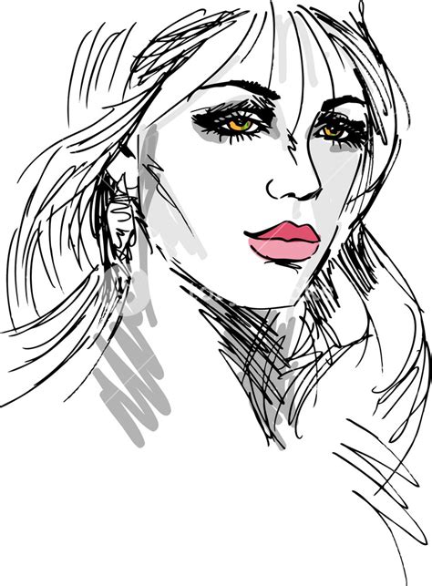 Sketch Of Beautiful Woman Face Vector Illustration Royalty Free Stock