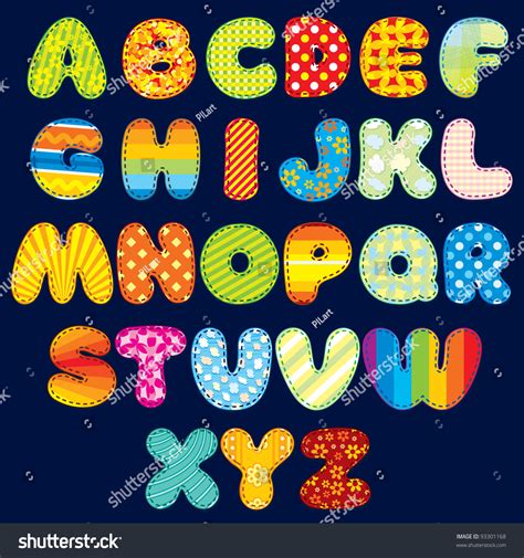 Stitches Patchwork Font Colorful Motley Alphabet For Your Design And