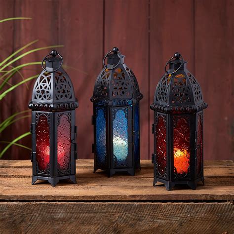 Colored Glass Moroccan Indoor Lanterns Set Of 3 Moroccan Lanterns