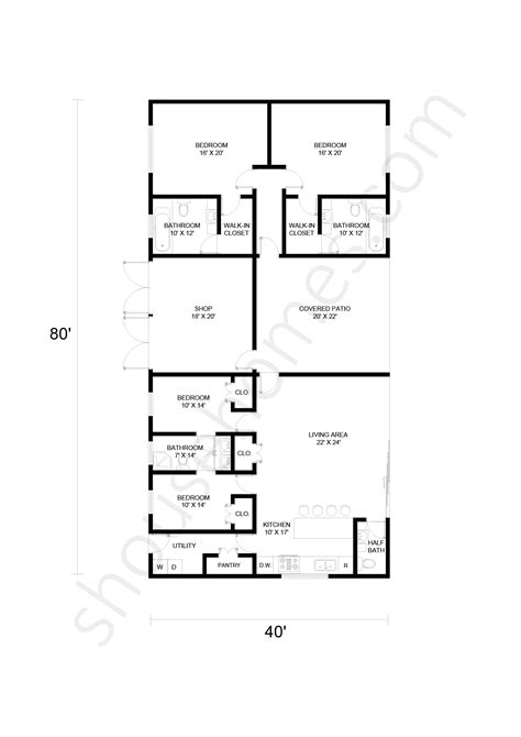 Gorgeous 40x80 Shop House Floor Plans