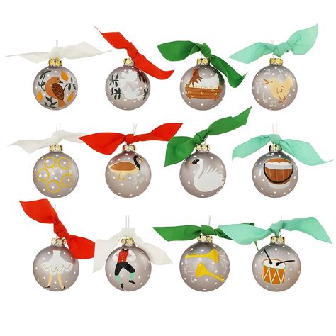 12 Days Of Christmas Glass Ornament Set Of 12