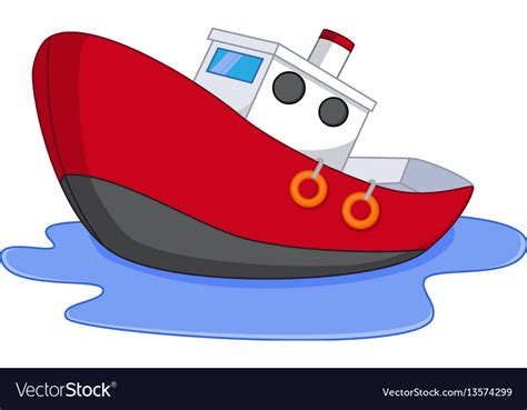 Cartoon Boat With Water Royalty Free Vector Image