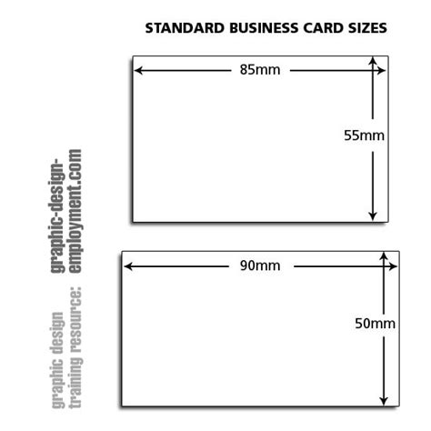 Business Card Standard Sizes
