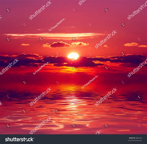 Scarlet Sunset Over Water Stock Photo 5885626 Shutterstock