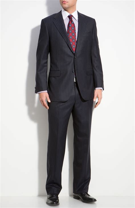 Hickey Freeman Addison A Series Pinstripe Wool Suit In Blue For Men