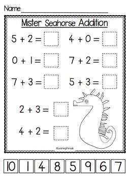 There are seahorse cartoons as well as a page dedicated to the fictional mister seahorse character created by eric carle. Mister Seahorse: FREE Math Center for kindergarten ...