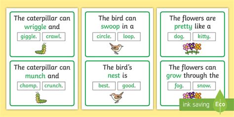 T T 252831 The Caterpillar Can Rhyming Sentence Cards Ver 1 