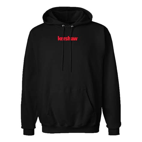 kershaw logo pullover hoodie in black small black pullover hoodie with red kershaw logo