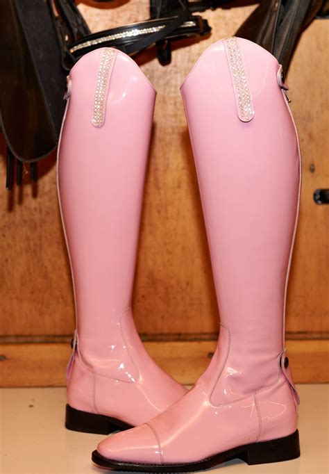Equestrian Pink Leather Patent Italian Riding Boots Riding Boots